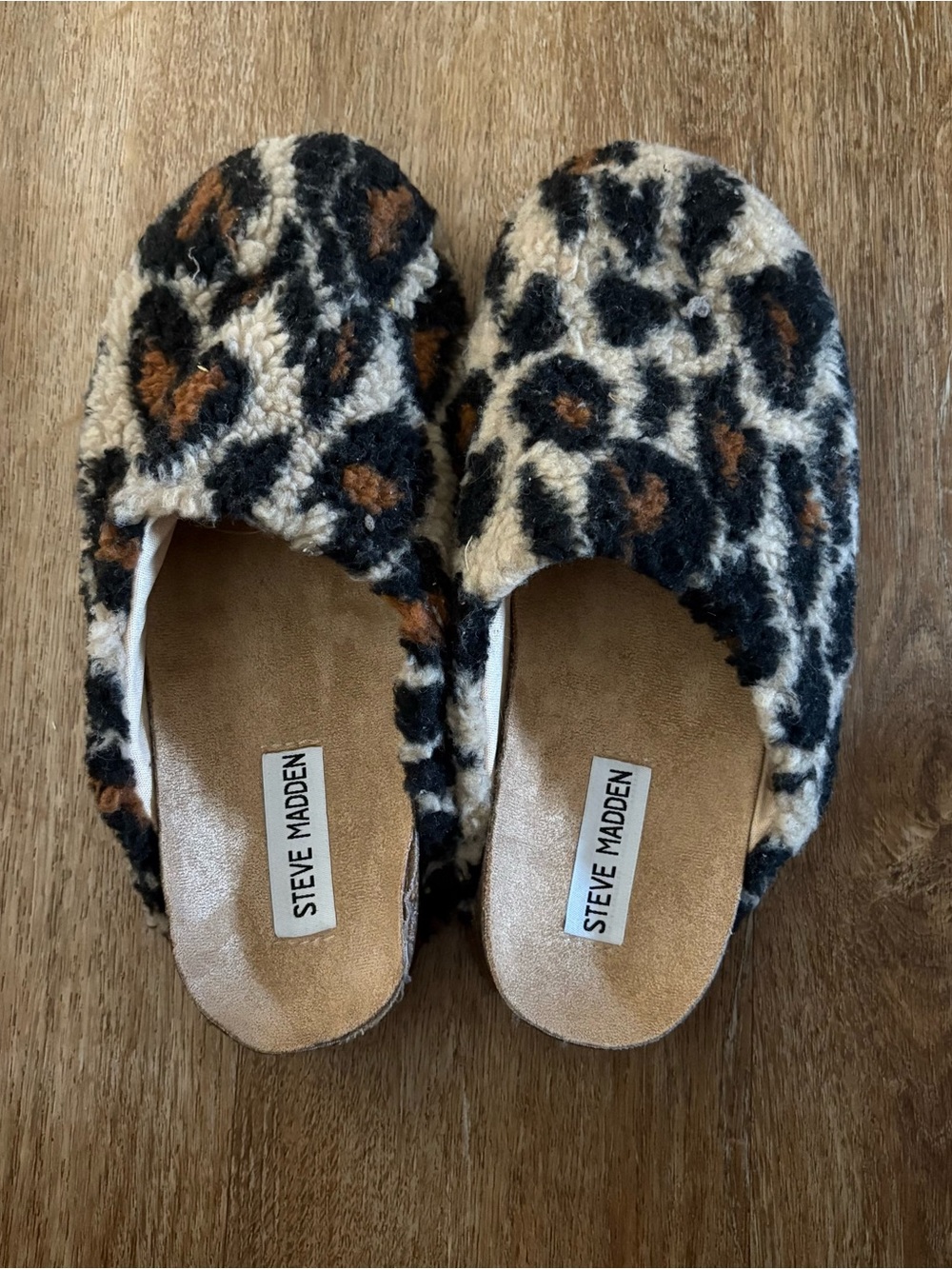 Steve Madden Leopard Faux-Fur Slip-On Mules in Black/Cream/Brown/Tan